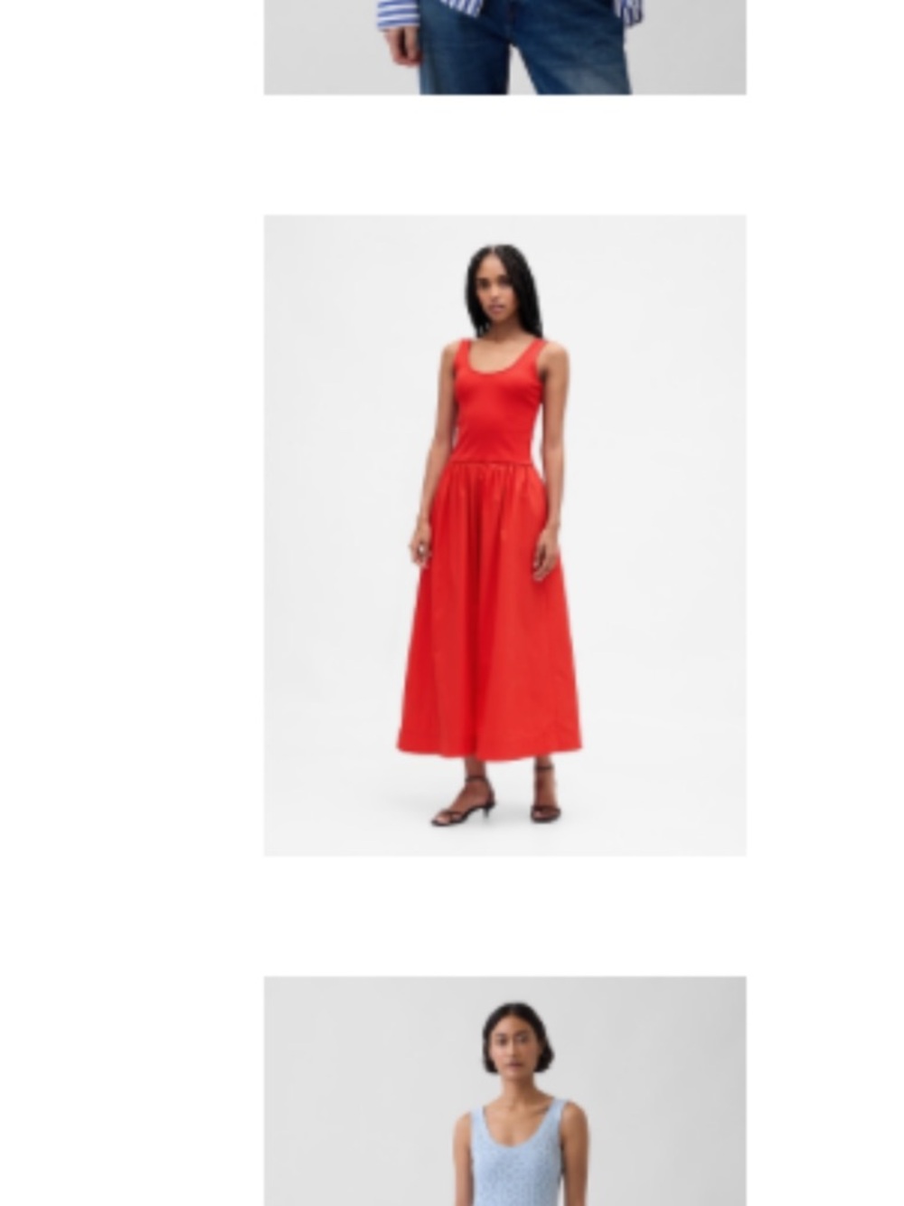 GAP Red Scoop-Neck Sleeveless Midi Dress